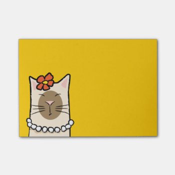 Siamese Cat With Flower & Pearls Post-it® Notes by LisaMarieDesign at Zazzle