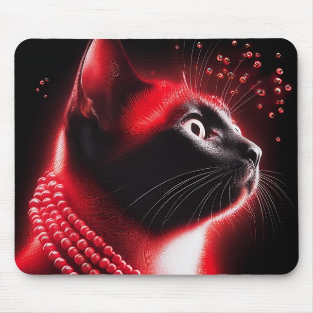 Siamese Cat With Jeweled Aura Of Rubies Mouse Pad (Front)