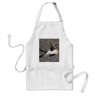 Siamese Cat with Leopard Print Wild Animal Spots Adult Apron