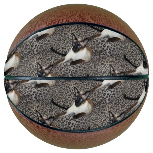 Siamese Cat with Leopard Print Wild Animal Spots Basketball (Front)