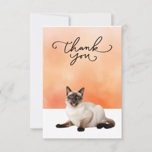 Siamese Cat with Thank you word watercolor  Card