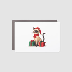 Siamese Cat Xmas Holiday Santa Siamese Cat Christm Car Magnet