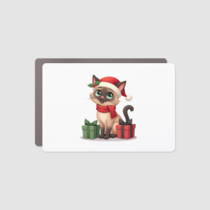 Siamese Cat Xmas Holiday Santa Siamese Cat Christm Car Magnet