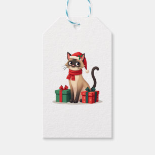 Siamese Cat Xmas Holiday Santa Siamese Cat Christm Gift Tags