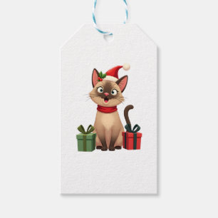 Siamese Cat Xmas Holiday Santa Siamese Cat Christm Gift Tags