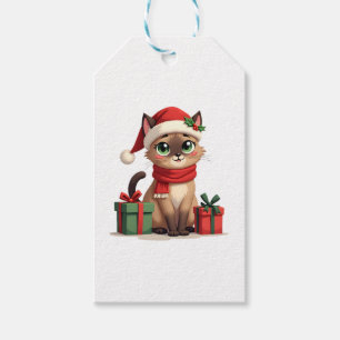 Siamese Cat Xmas Holiday Santa Siamese Cat Christm Gift Tags