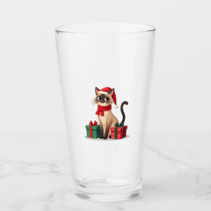 Siamese Cat Xmas Holiday Santa Siamese Cat Christm Glass
