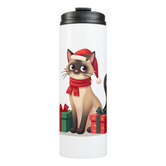 Siamese Cat Xmas Holiday Santa Siamese Cat Christm Thermal Tumbler (Front)