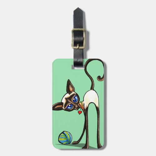 Siamese Cat Yarn Thief Luggage Tag