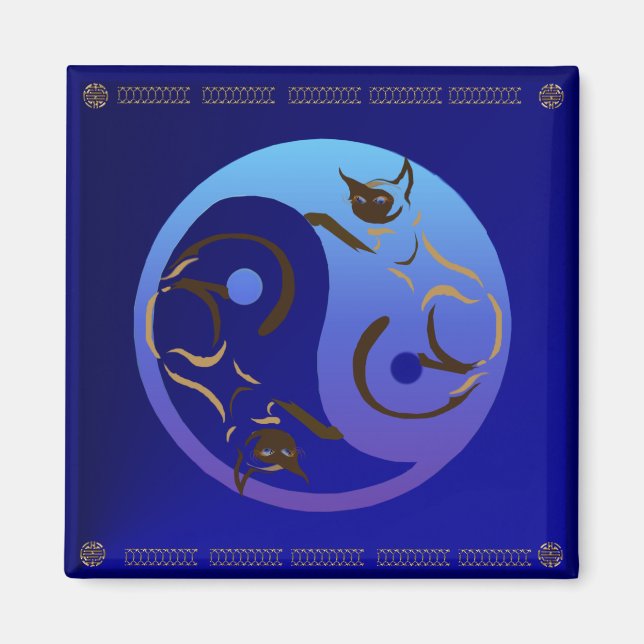 Siamese Cat Yin and Yang Magnet (Front)