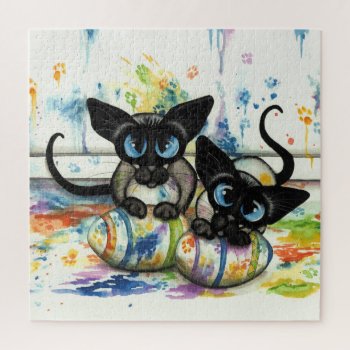 Siamese Cats By Bihrle Jigsaw Puzzle by AmyLynBihrle at Zazzle
