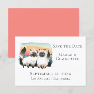 Siamese Cats Gay Lesbian Couple Save The Date Invitation