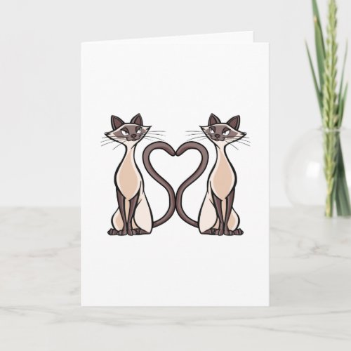 Siamese cats heart card