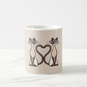 Siamese Cats Heart Coffee Mug