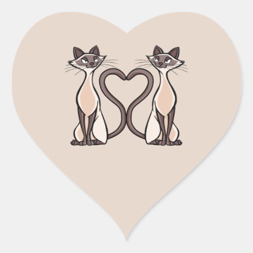 Siamese Cats Heart Heart Sticker