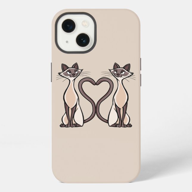 Siamese Cats Heart Iphone Case (Back)