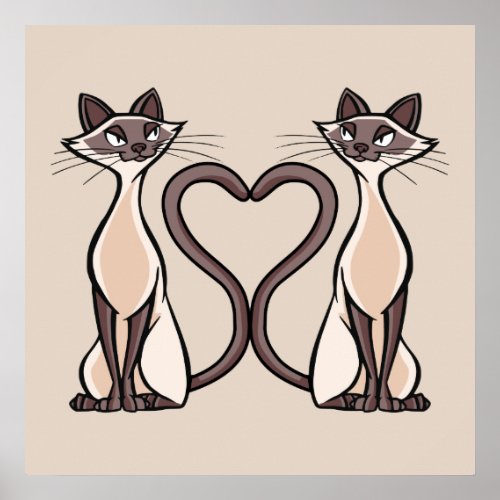 Siamese Cats Heart   Poster