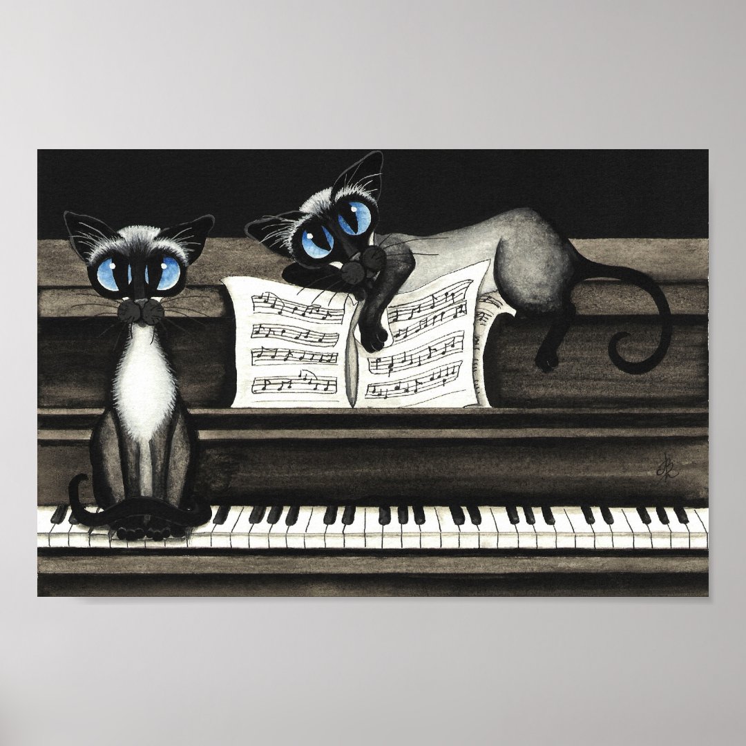 Siamese Cats Piano Music Poster | Zazzle