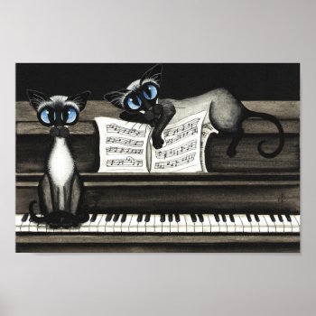 Siamese Cats Piano Music Poster by AmyLynBihrle at Zazzle