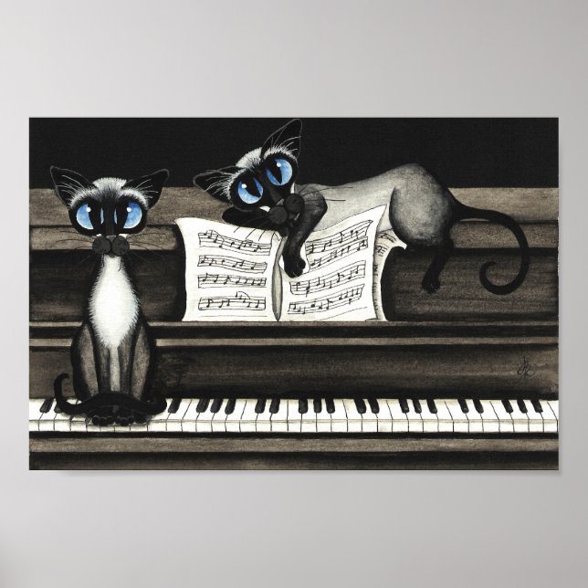 Siamese Cats Piano Music Poster (Front)