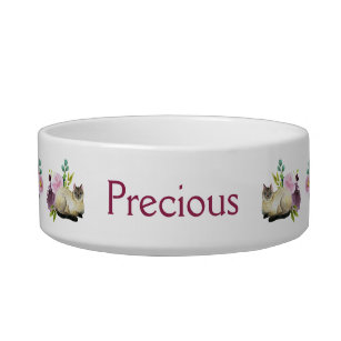 Siamese Cats Roses Monogrammed Bowl