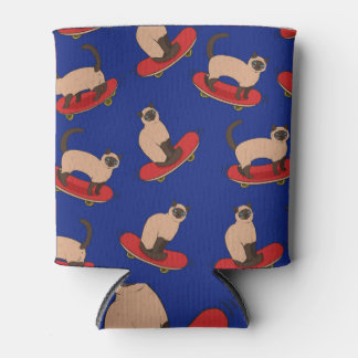 Siamese Cats Skateboards: Vintage Pattern Can Cooler