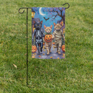 Siamese Cats Trick-or-Treating Halloween Costumes Garden Flag