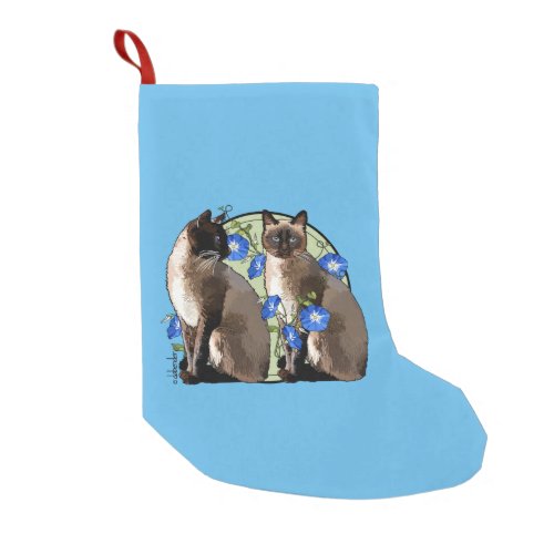 Siamese Cats with Morning Glories Small Christmas Stocking