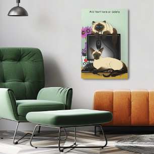 Siamese Computer Office Desk Cats Funny Mischief Metal Print