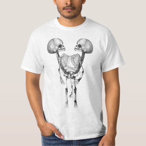 Siamese conjoined Twins Anatomy Skeletons art T_Shirt
