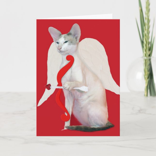 Siamese Cupid Valentine's Day Greeting Card (Front)
