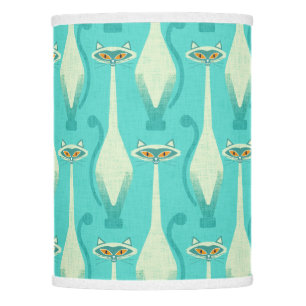 Siamese curious cat - turquoise and orange lamp shade