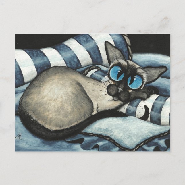 Siamese Designer Blue Postcard (Front)