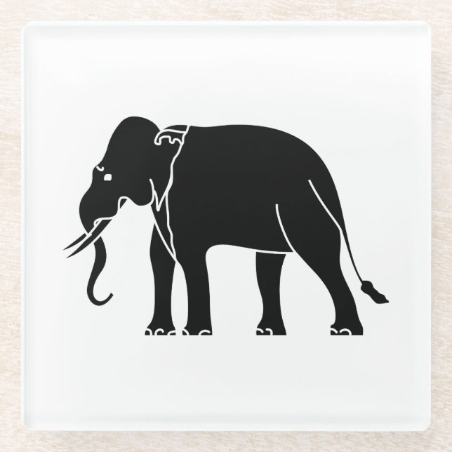 Siamese Elephant Glass Coaster (Front)