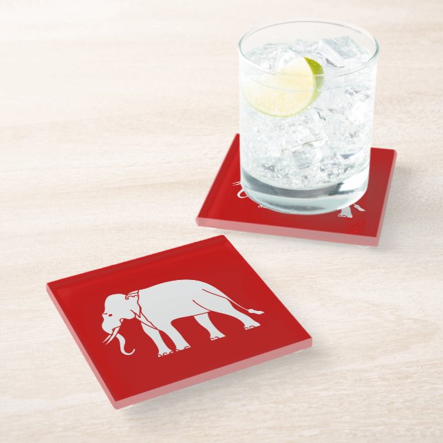Siamese Elephant Glass Coaster (Angled)