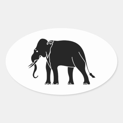 Siamese Elephant Oval Sticker