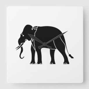 Siamese Elephant Square Wall Clock