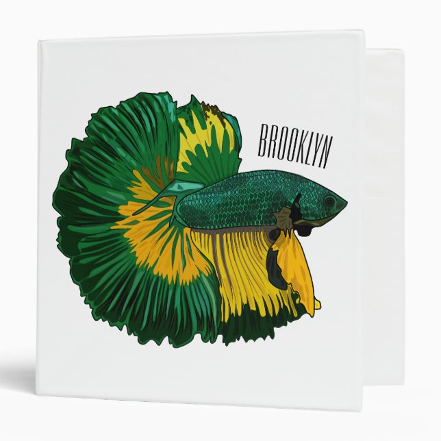 Siamese fighting fish cartoon illustration 3 ring binder (Front/Inside)