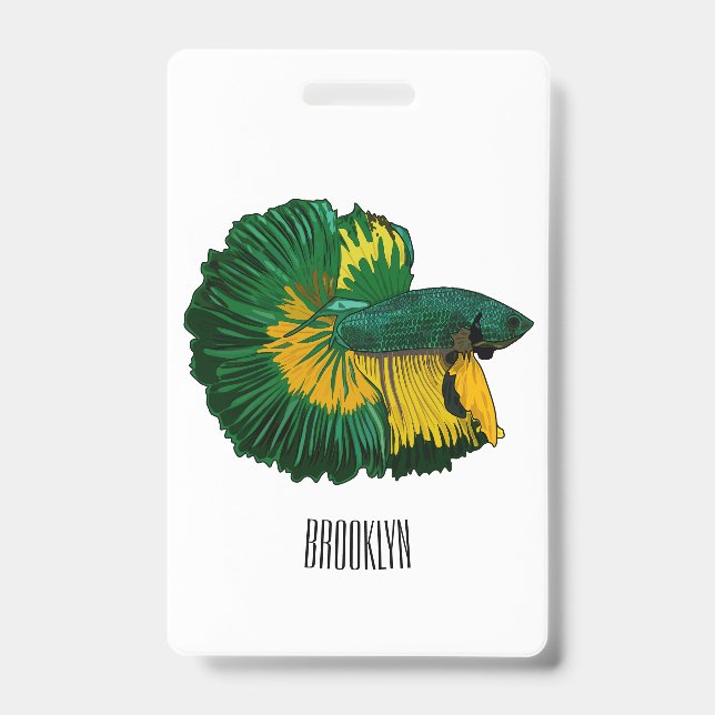 Siamese fighting fish cartoon illustration badge (Front)