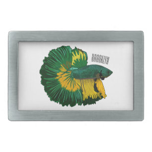 Siamese fighting fish cartoon illustration belt buckle