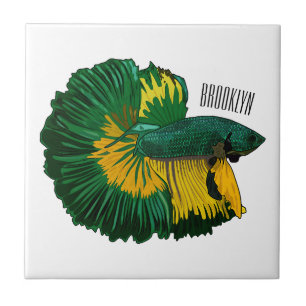 Siamese fighting fish cartoon illustration ceramic tile