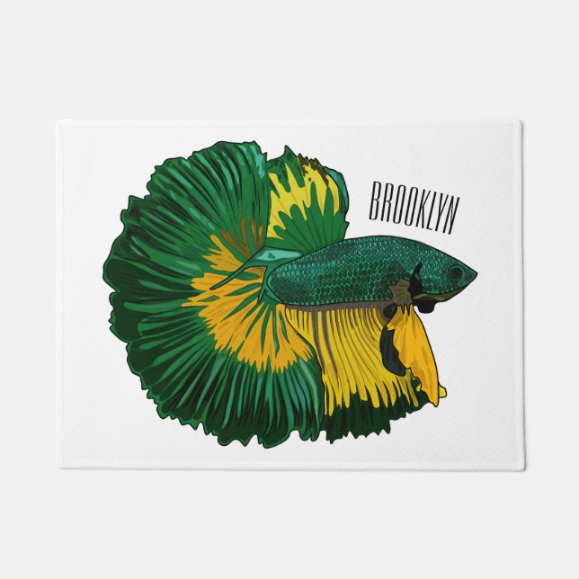 Siamese fighting fish cartoon illustration doormat (Front)