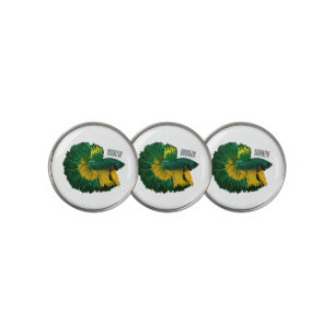 Siamese fighting fish cartoon illustration golf ball marker