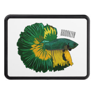 Siamese fighting fish cartoon illustration hitch cover
