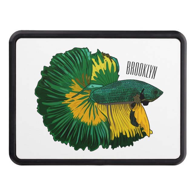 Siamese fighting fish cartoon illustration hitch cover (Front)