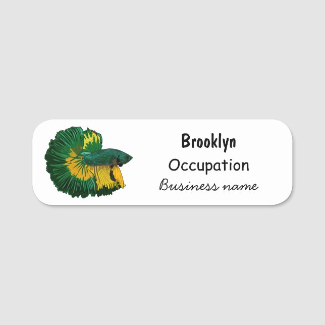 Siamese fighting fish cartoon illustration name tag (Front)