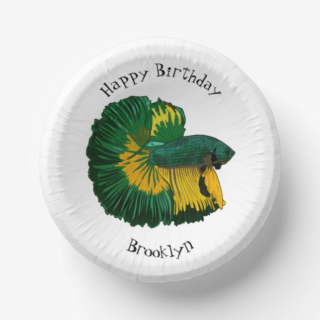 Siamese fighting fish cartoon illustration paper bowls (Front)