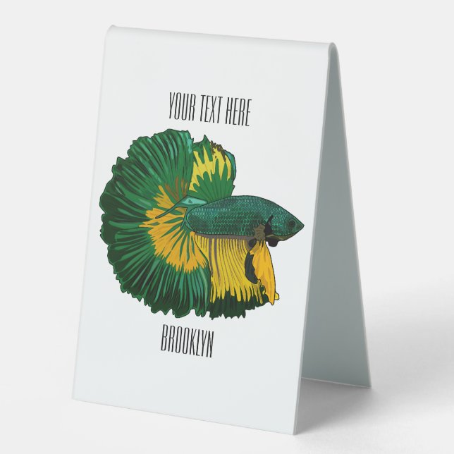 Siamese fighting fish cartoon illustration table tent (Front)