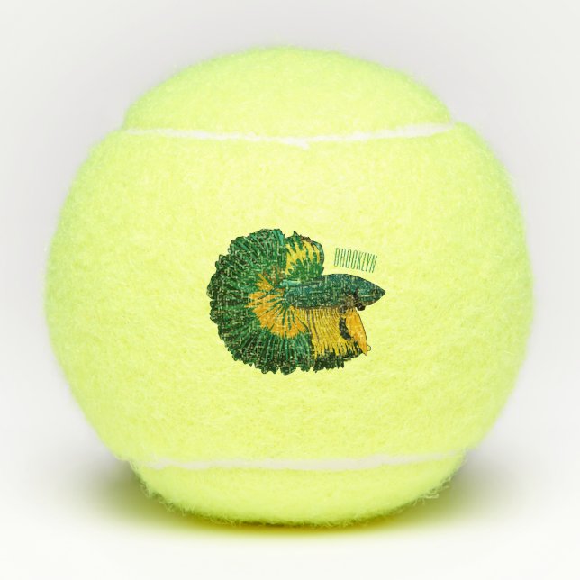 Siamese fighting fish cartoon illustration tennis balls (Front)