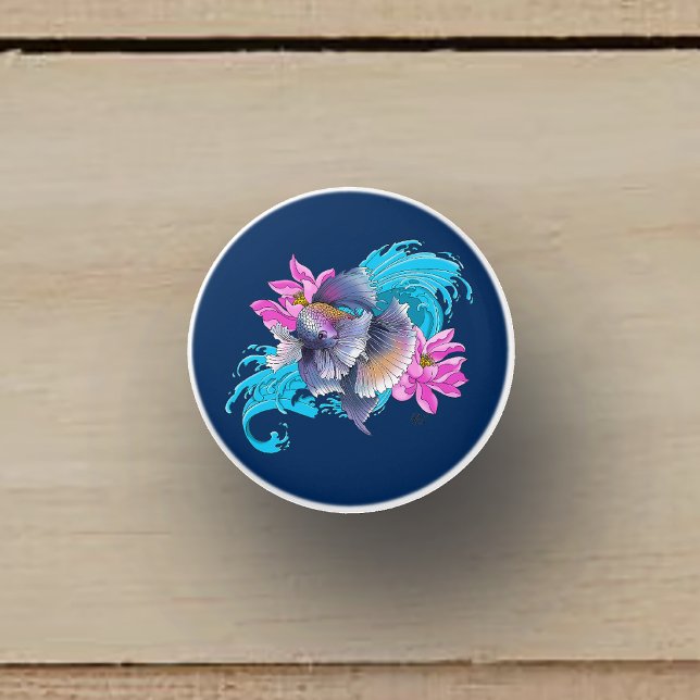 Siamese Fighting Fish Floral Ceramic Knob (Creator Uploaded)